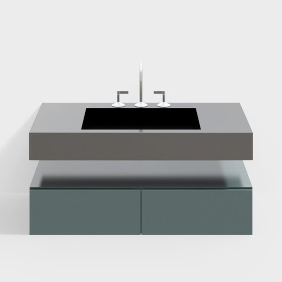 Suspended Bathroom Cabinet 3D model - Modern Aesthetic