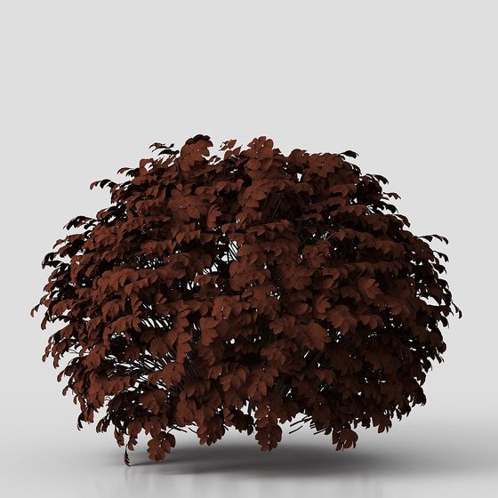 Vibrant Red Leaf Bush 3D model