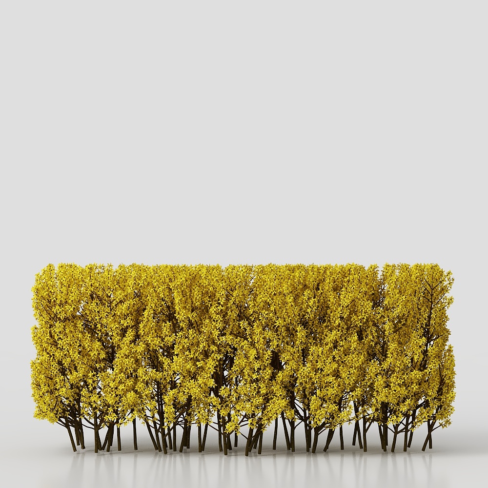 Golden Floral Wall 3D Model – Low Poly Nature Design