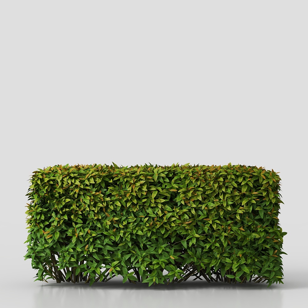 Realistic Low-Poly Shrub Wall – Vibrant Green Foliage