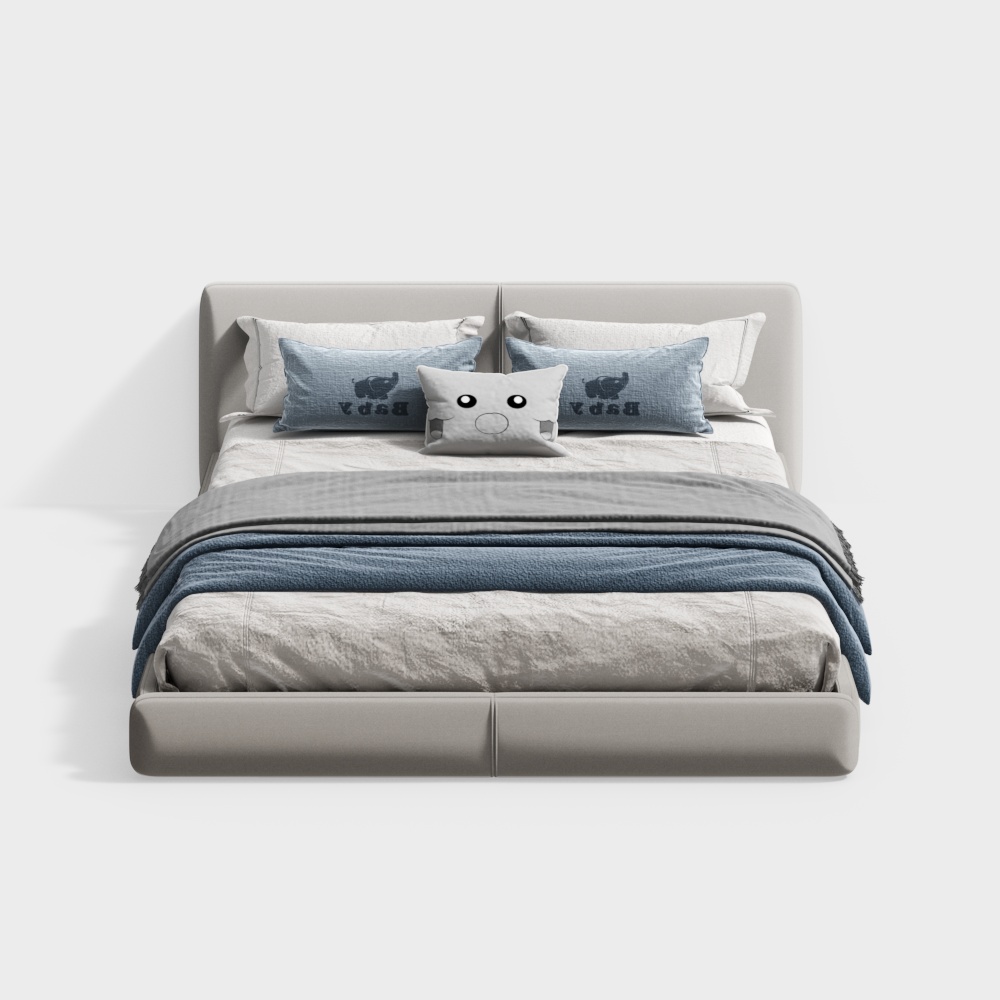 Giường trẻ em màu kem hiện đại