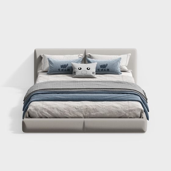 Giường trẻ em màu kem hiện đại