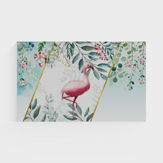 Pink Flamingo 3D Model in Tropical Style