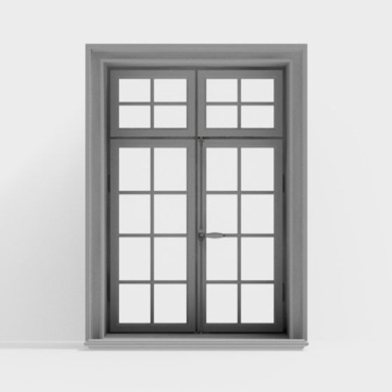 Elegant French Double Door Window 3D model