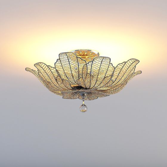 Elegant Lotus Flower Ceiling Light 3D model