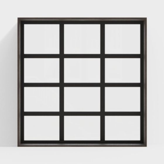 Modern Window Casings 3D Model in Black
