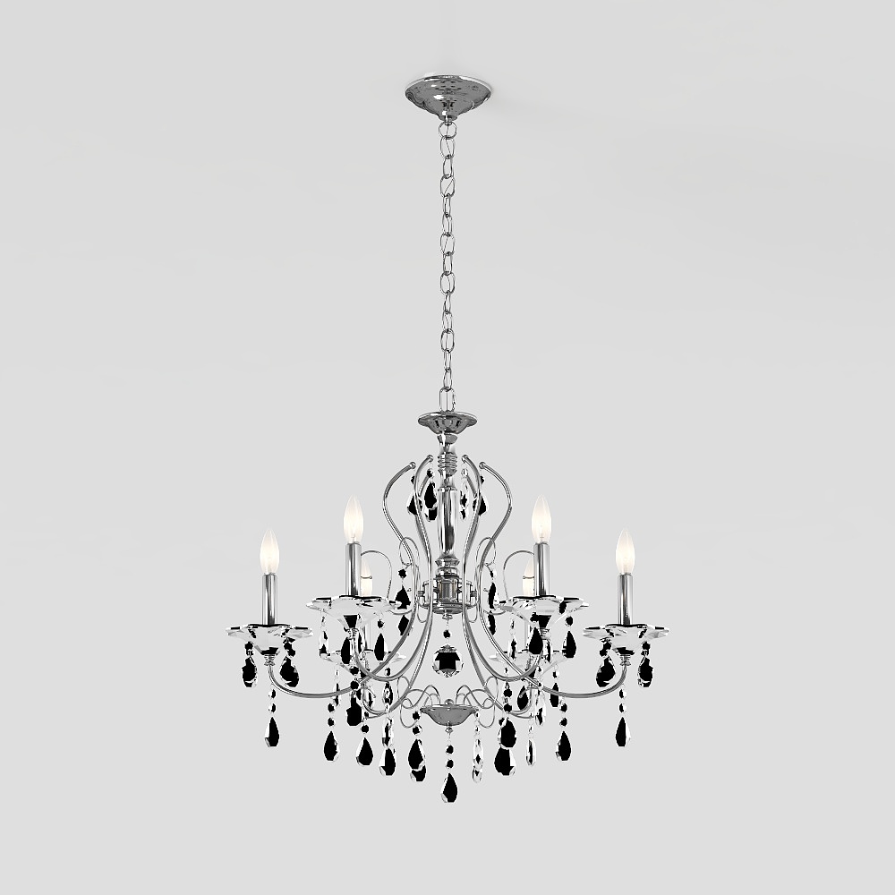 Crystal Elegance Chandelier 3D Model – Silver Crystal Design
