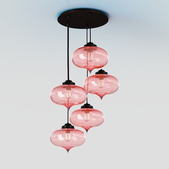 Elegant Glass Art Chandelier 3D model