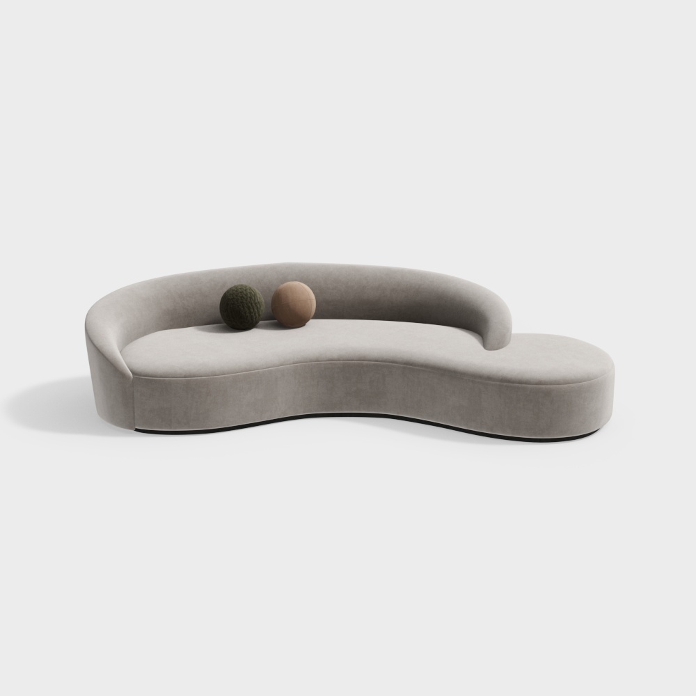 Unique Curved Low-Poly Sofa – Gray Suede 3D Model