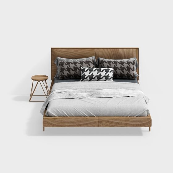 Elegant Minimalist Bed 3D model