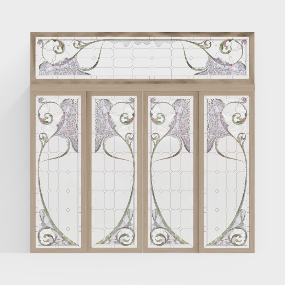 ヨーロッパのステンドグラス木製ドア