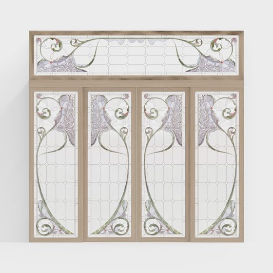 ヨーロッパのステンドグラス木製ドア