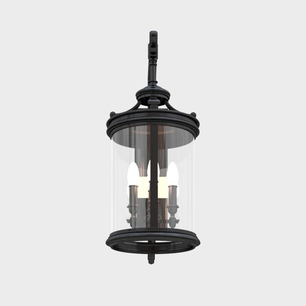 Vintage Low Poly Chandelier 3D Model – Black Metal Design