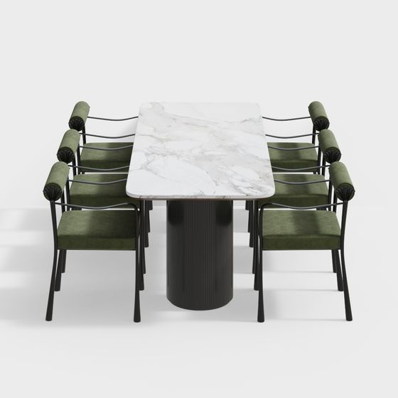 Urban Dining Table and Chair Set 3D model