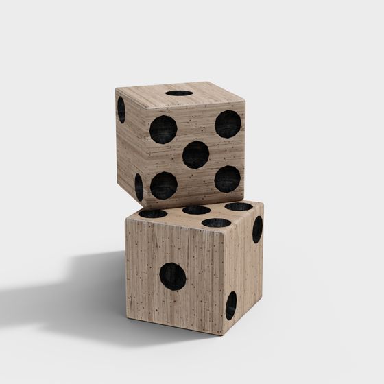 Wooden Dice Stack 3D model