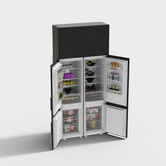 Low Poly Realistic Refrigerator 3D model