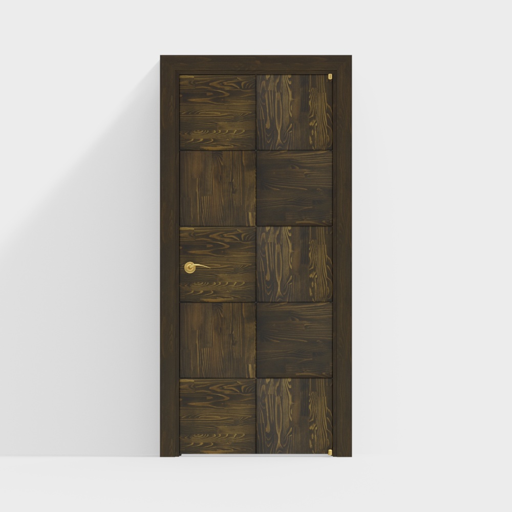 Chinese wooden paneled interior door