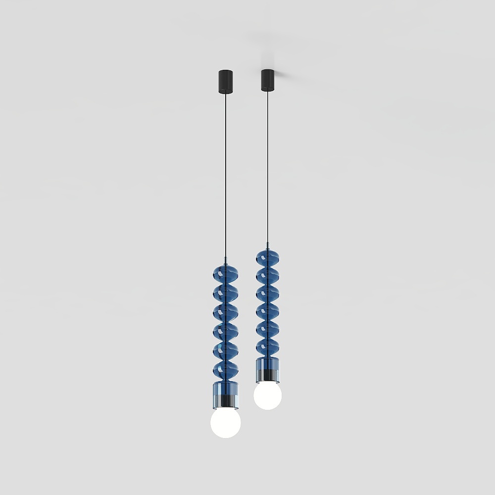 Spiral Light Shadow 3D Model – Blue Glass Chandelier