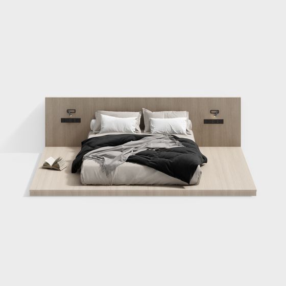 Modern Minimalist Bed 3D model