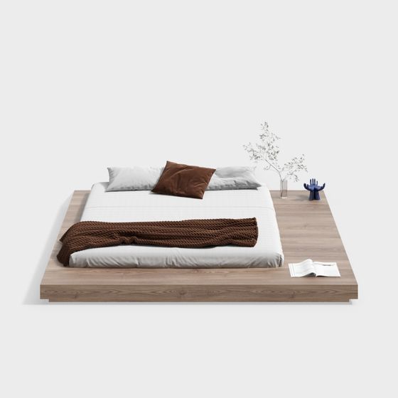 Elegant Low-Polygon Bed 3D model for Modern Designs