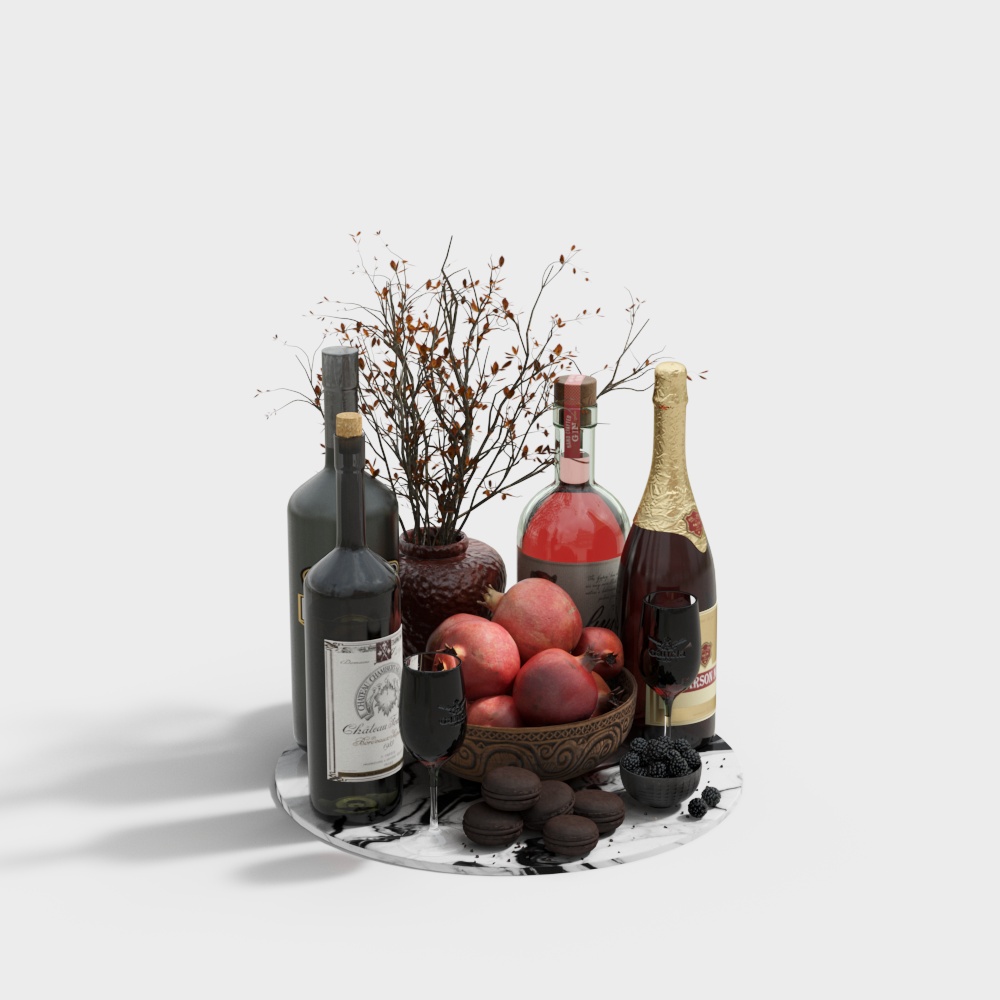 Modern wine bottle and wine glass combination