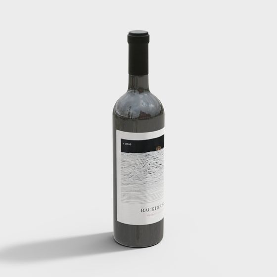 Modern Wine Bottle 3D Model in Black