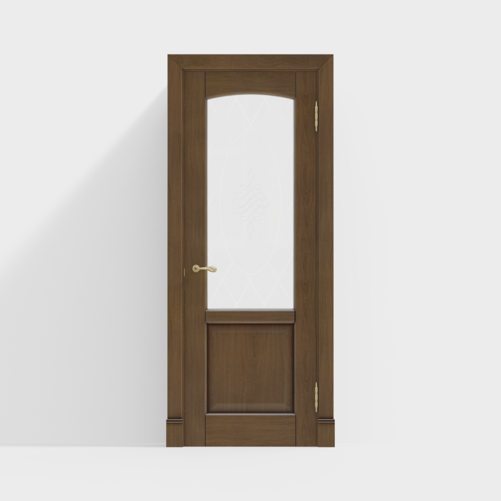 Porta d'Entrata in Legno e Vetro di Stile Europeo