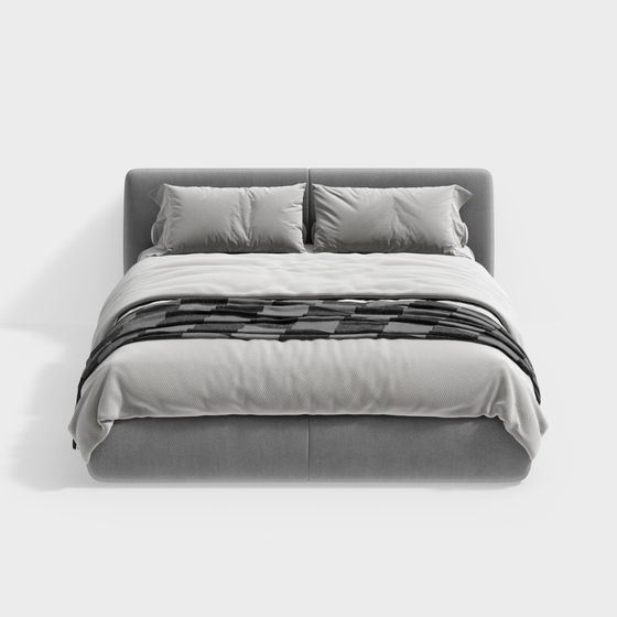 Stylish Minimalist Bed 3D model for Modern Interiors