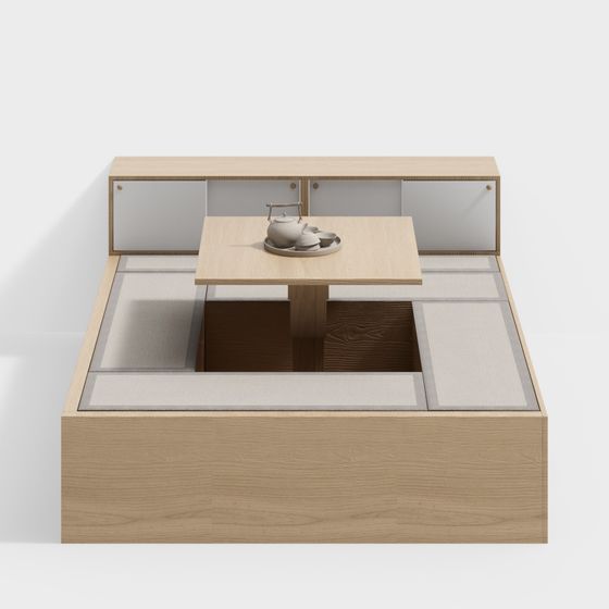 Elegant Wooden Tea Room 3D model