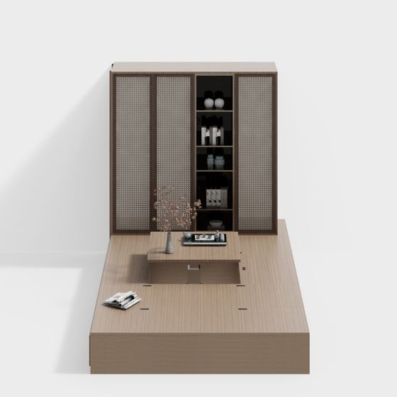 Stylish Wooden Display Cabinet 3D model