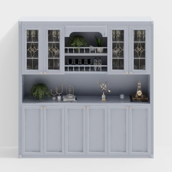 Stylish Low-Poly Wine Cabinet 3D model for Modern Spaces