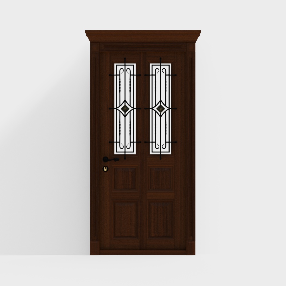 European vintage lacquered wood double doors