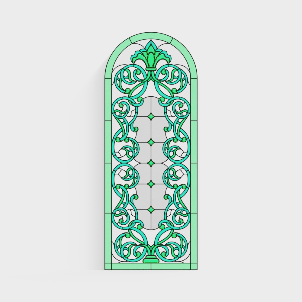 ヨーロッパビンテージ彫刻ステンドグラス装飾窓