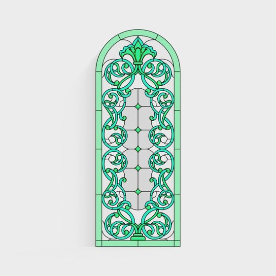 ヨーロッパビンテージ彫刻ステンドグラス装飾窓