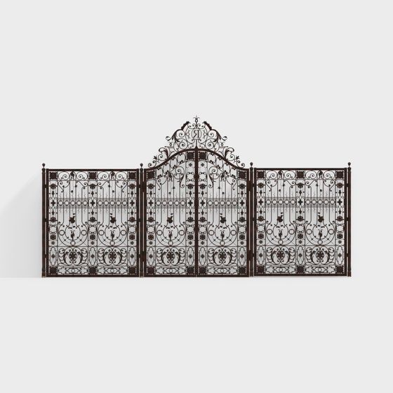 Elegant Wrought Iron Gate 3D model