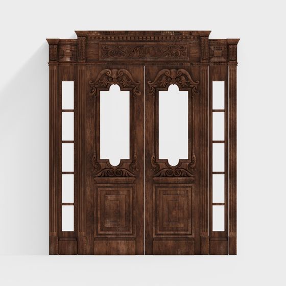 Stylish Ornate Wooden Door 3D model for Creative Projects