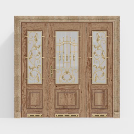 Elegant Wooden Door 3D model