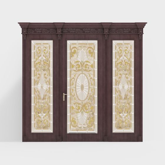 Elegant Wooden Door 3D model