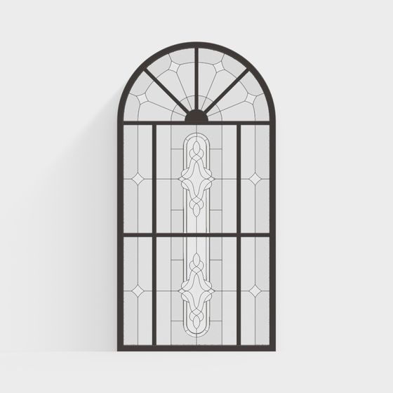 Elegant Low Poly Arched Window 3D Model