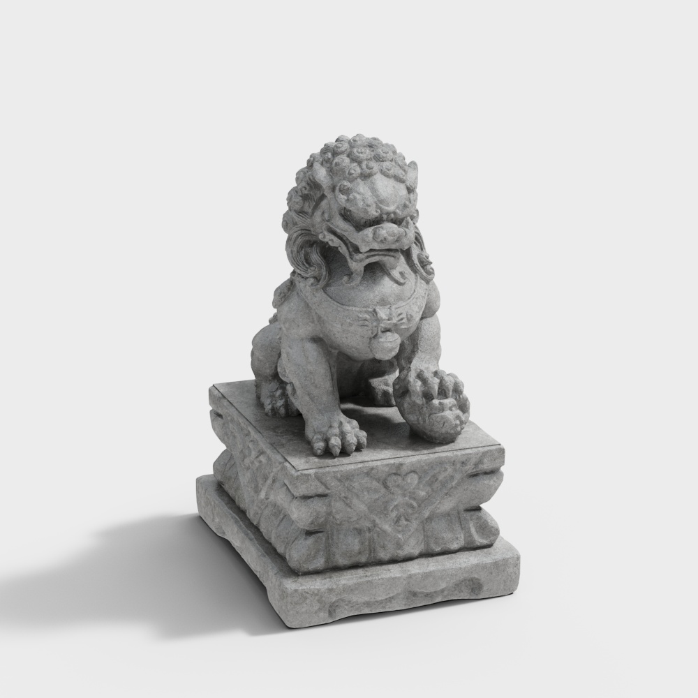 Realistic Stone Lion 3D Model for Creative Projects