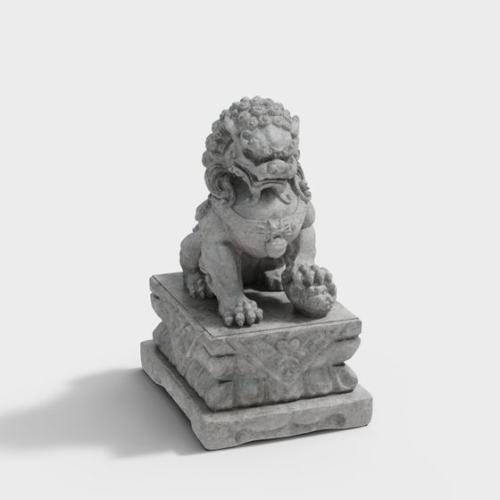 Realistic Stone Lion 3D Model for Creative Projects
