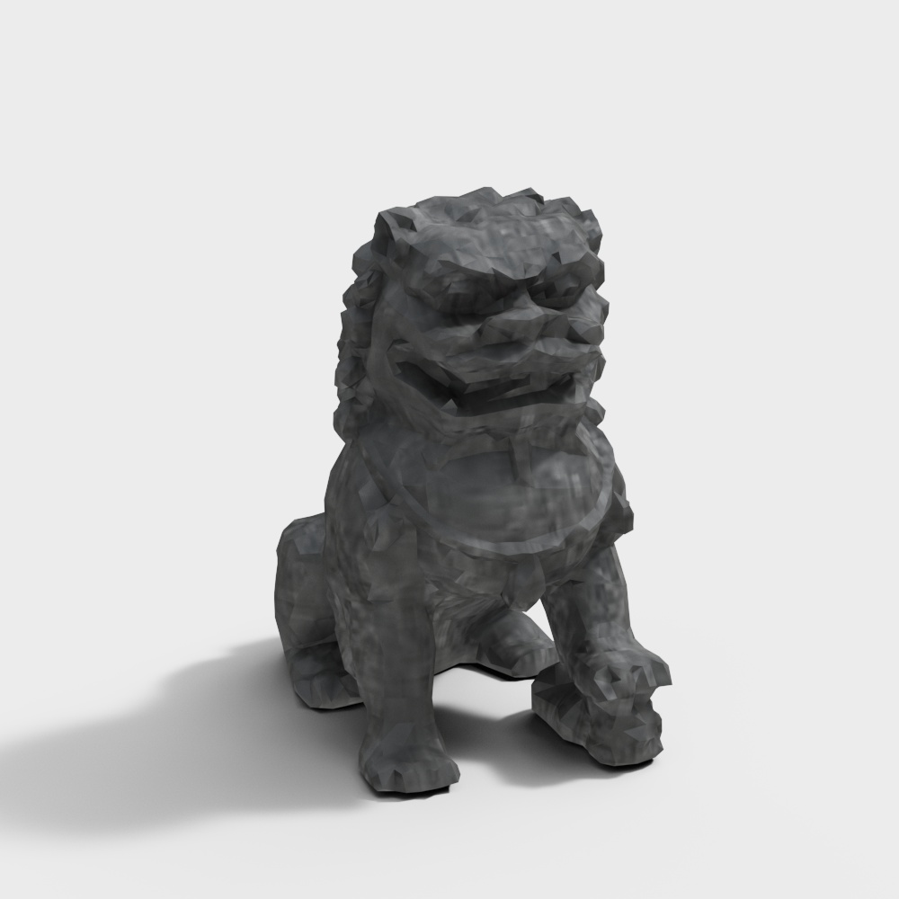 Regal Low-Poly Stone Lion 3D model