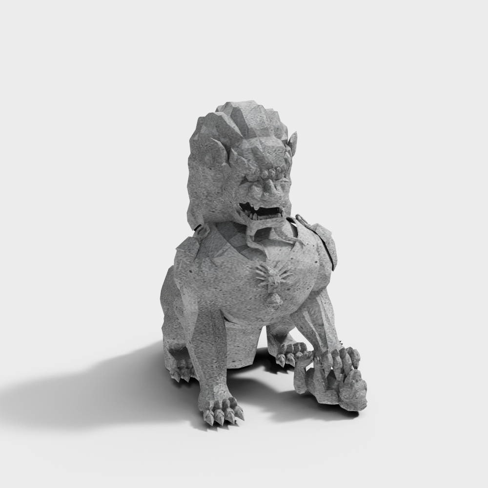 Low Poly Stone Lion 3D model