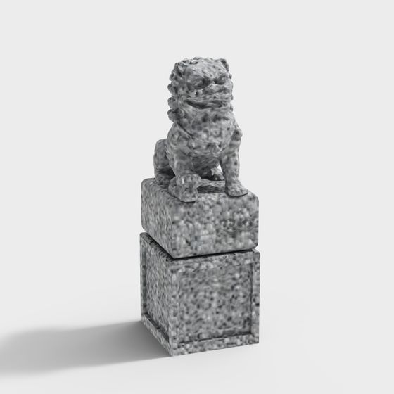 Lion Guardian 3D Model - Low Poly with High Detail