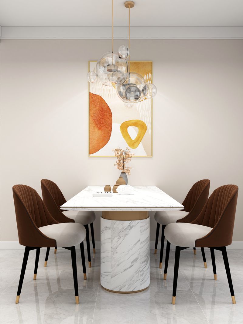 Modern Dining Room Design with Warm Accents