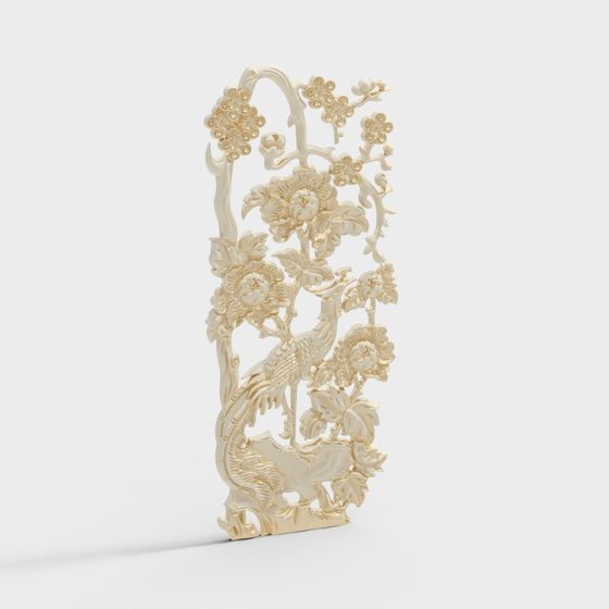 Elegant Crane in Blossoms 3D model