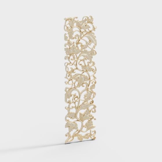 Golden Scrollwork Panel 3D model