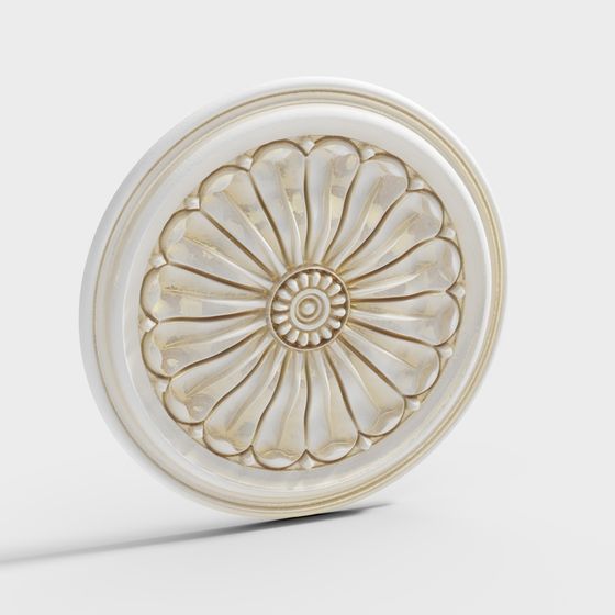 Elegant Gold Floral Ceiling Decor 3D model