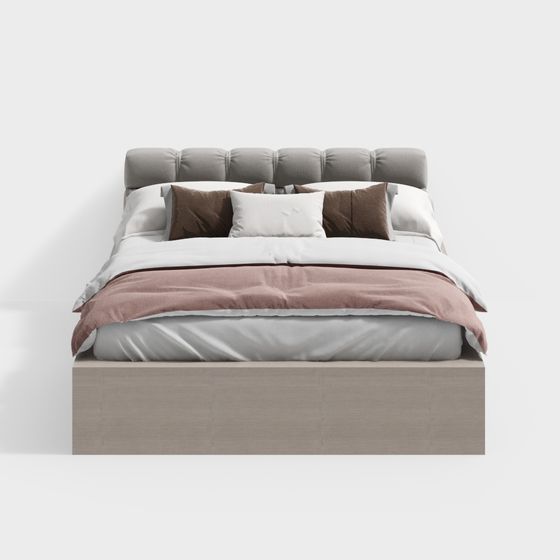 Elegant Low-Poly Bed 3D model for Modern Interiors