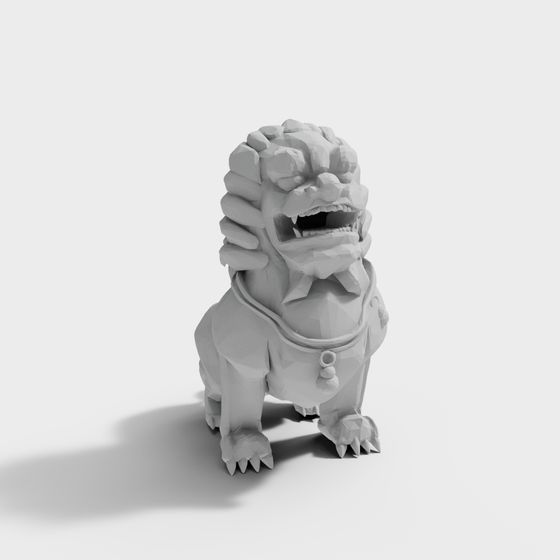 Majestic Low-Poly Stone Lion 3D model
